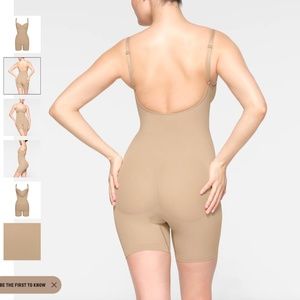 SKIMS Low Back Mid Thigh Sculpting Bodysuit - Clay - Size S/M